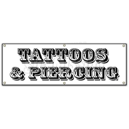 TATTOOS & PIERCING BANNER SIGN Parlor Artwork Artist Pierce Studio Ink